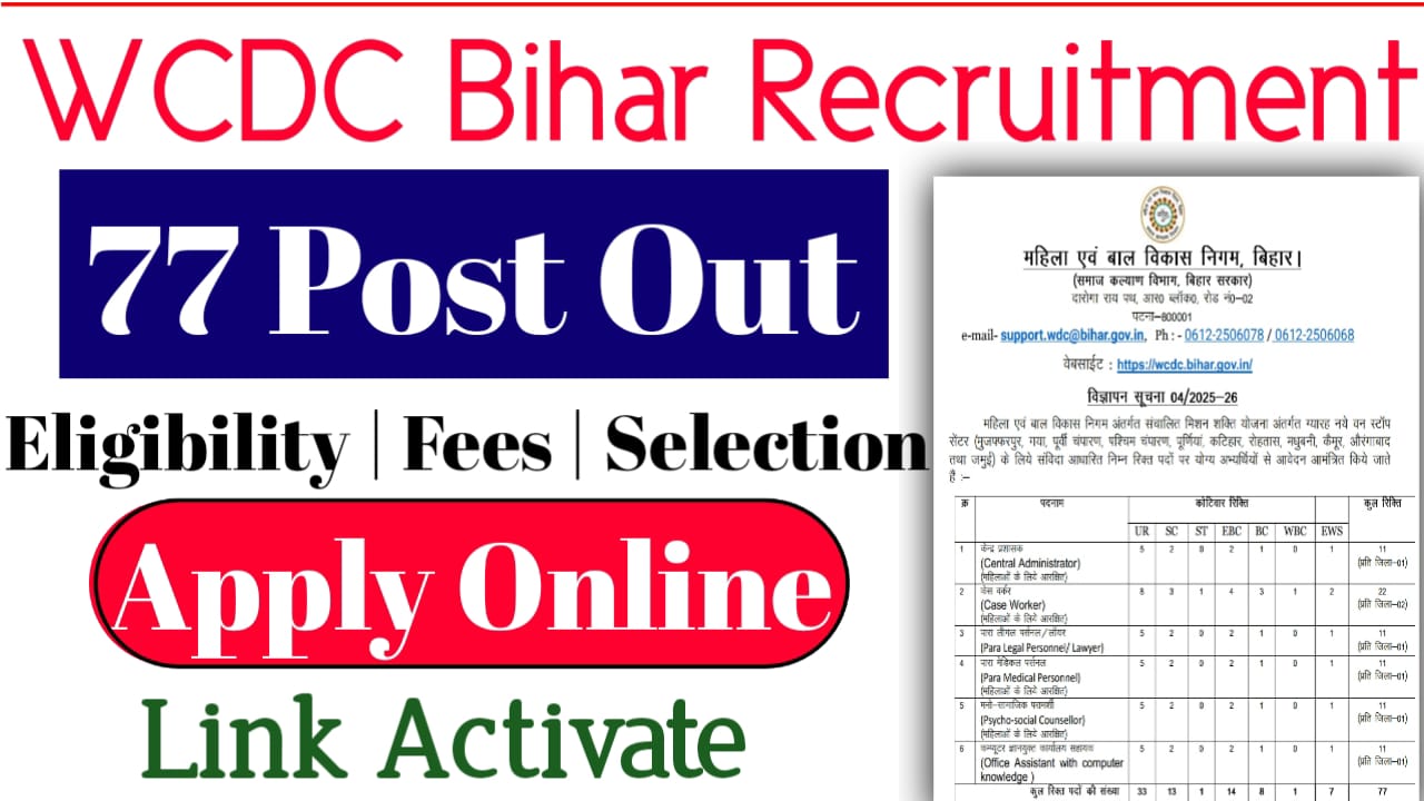 WCDC Bihar Recruitment 2025