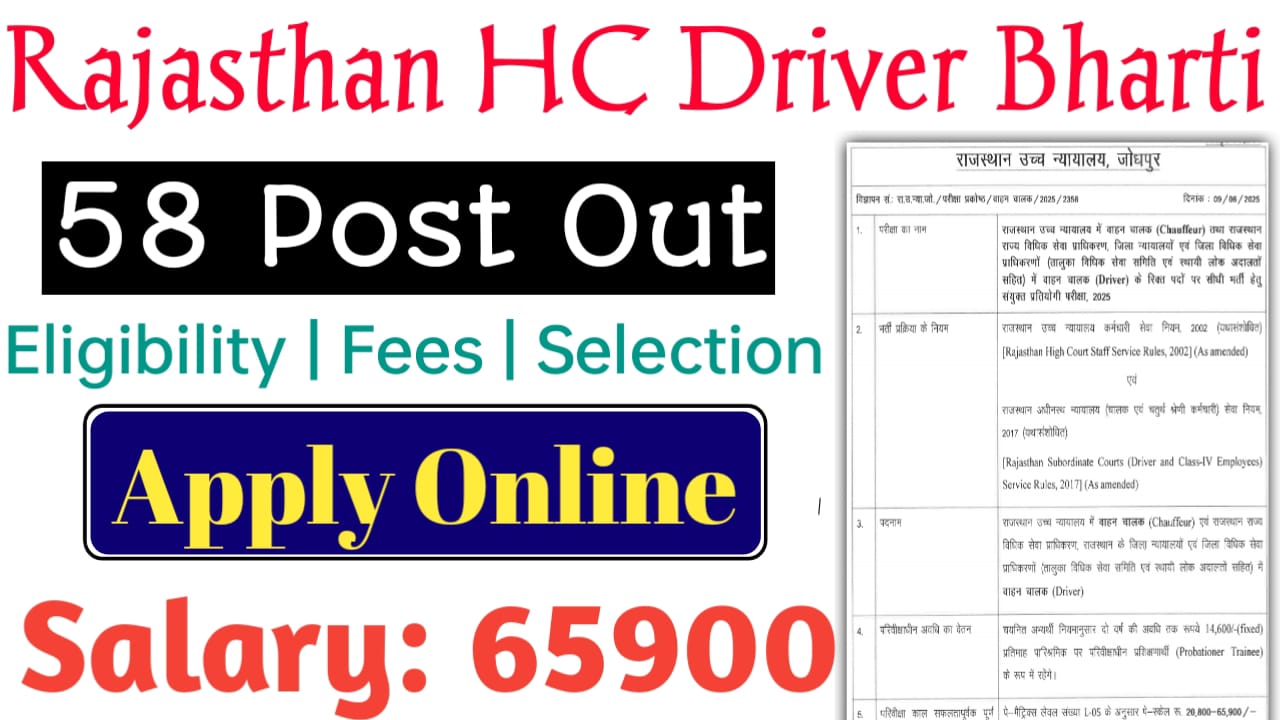 Rajasthan High Court Driver Recruitment 2025